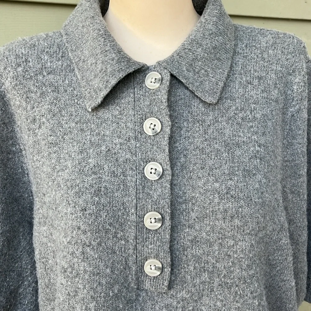 So very soft a new day gray collared five button top - Picture 4 of 13
